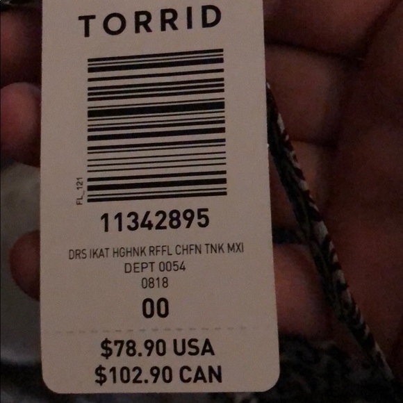 Torrid Black & White IKAT Chiffon Maxi Dress SZ 00 - Picture 5 of 6